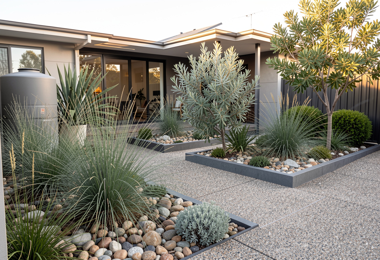 Modern water-wise Australian garden design using drought-tolerant plants