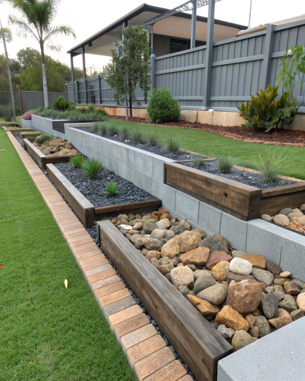 Display of various garden edging materials