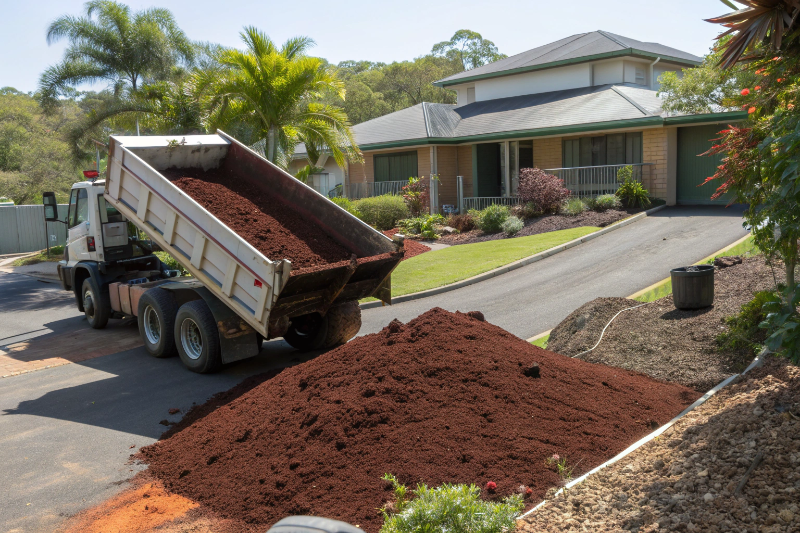 Garden soil delivery to a residential property in Rockhampton