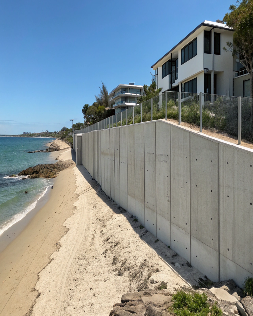 Marine-grade concrete seawall at Emu Park