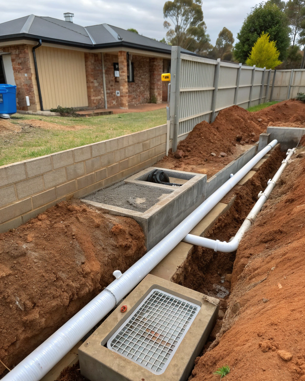 Modern stormwater drainage system integrated into a property design