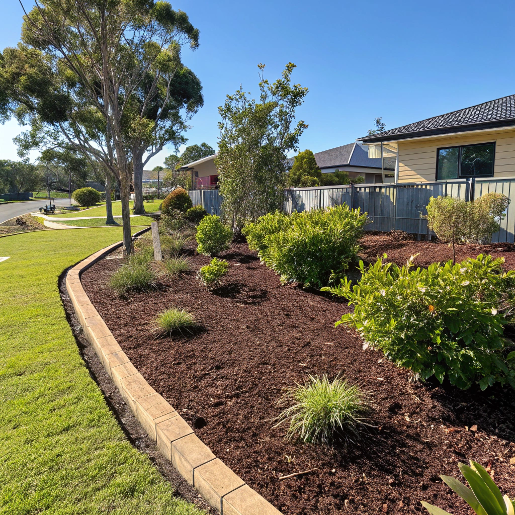 Freshly mulched garden bed helping retain moisture through Rockhampton summer heat