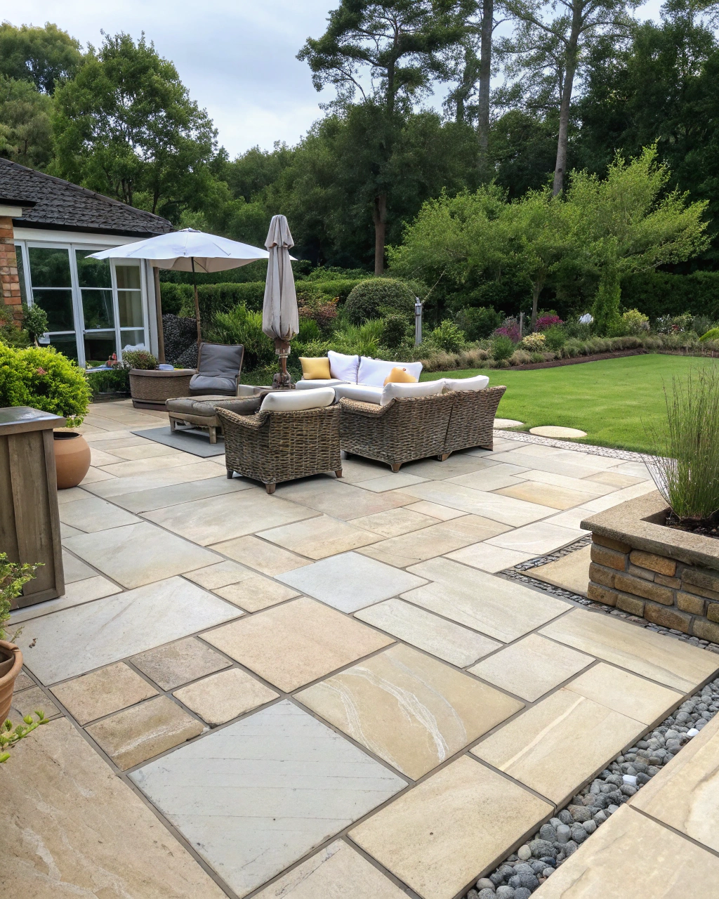 Paved patio outdoor entertaining area with quality paving finish