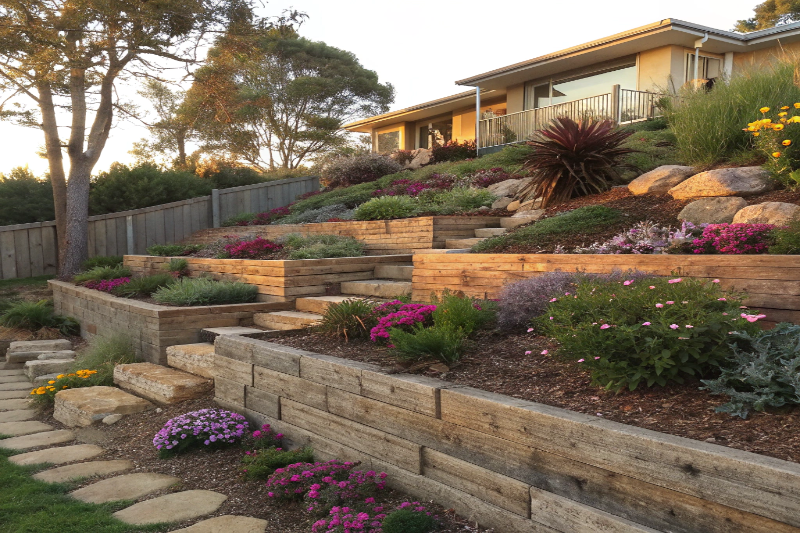 Terraced outdoor entertaining area and patio in Rockhampton