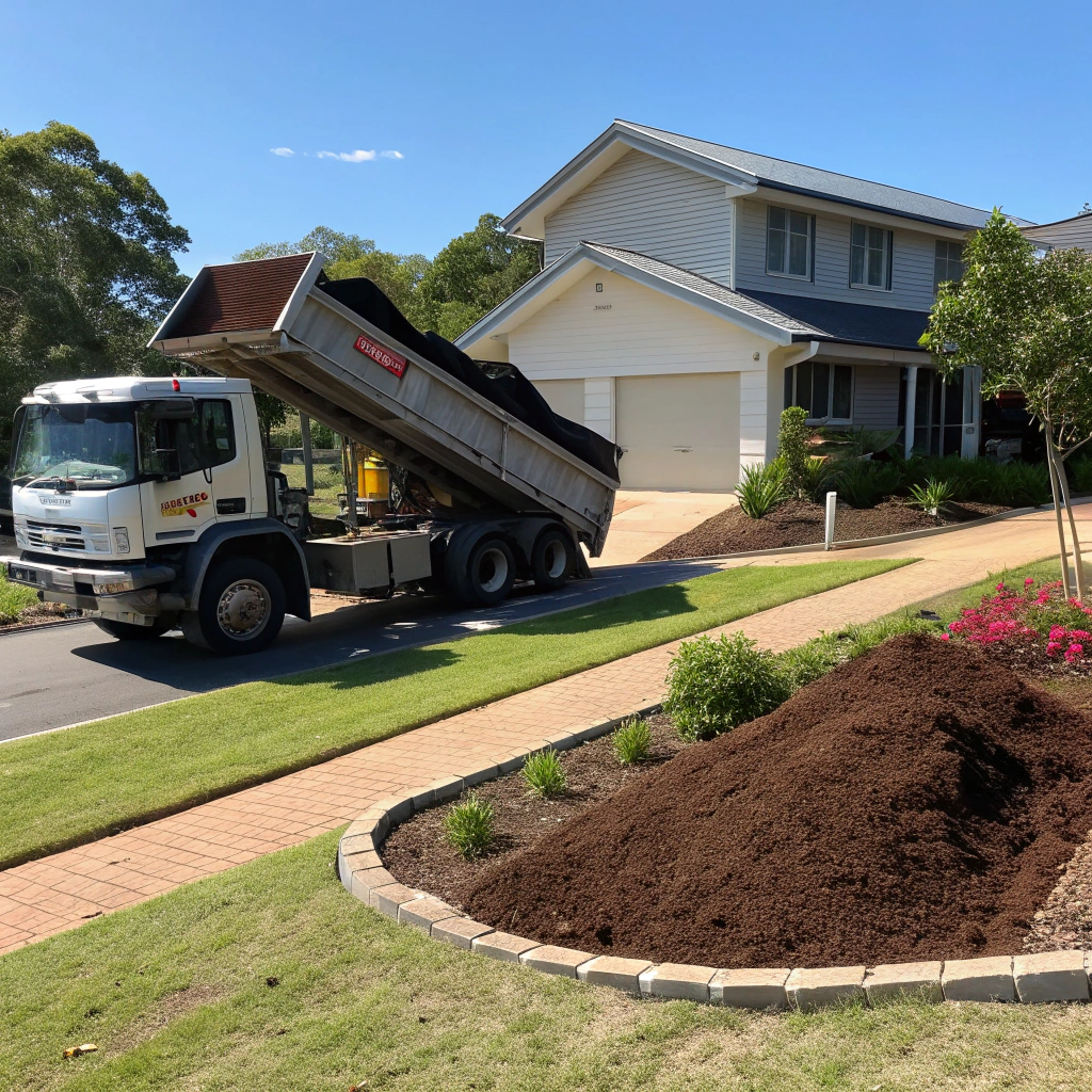 Topsoil delivery to a residential property in Rockhampton